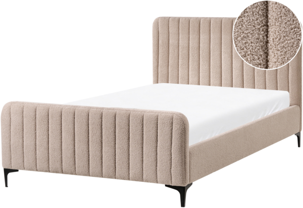 Bett mit Lattenrost Bouclé LUNAN 120 x 200 cm Beige