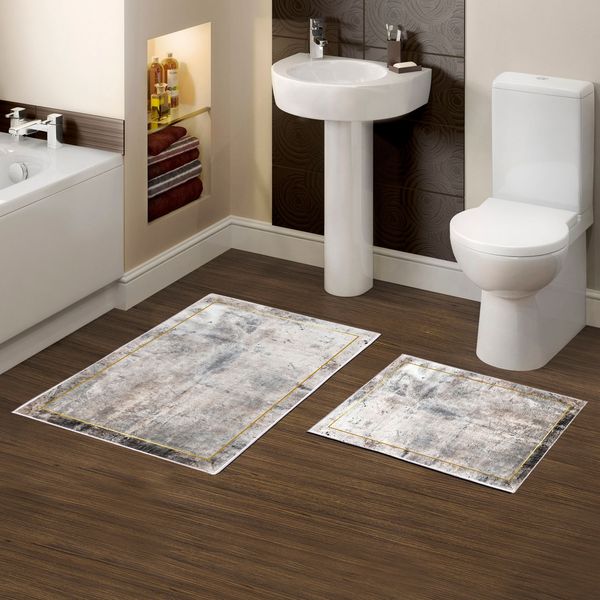 Badematten-Set (2 Stück), 'Kt479', Mehrfarbig