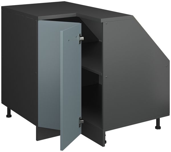Eck-Küchenschrank für Dachschrägen R-Line Blau-Grau 75.6 cm mit 1 Tür, Schrankkorpus 60 cm Tiefe Vicco Bild 3