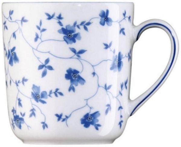 Arzberg Form 1382 Becher mit Henkel, Henkelbecher, Kaffeebecher, Kaffeetasse, Kaffee Tasse, Blaublüten, Porzellan, 280 ml, 41382-607671-15505