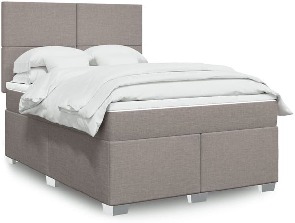 vidaXL Boxspringbett mit Matratze Taupe 140x200 cm Stoff 3292808