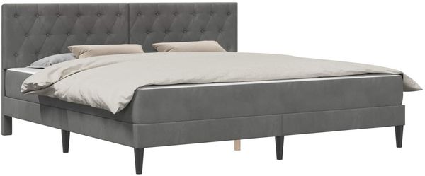 vidaXL Bettgestell mit Matratze Dunkelgrau 200 x 200 cm Samt 3415073 Bild 2