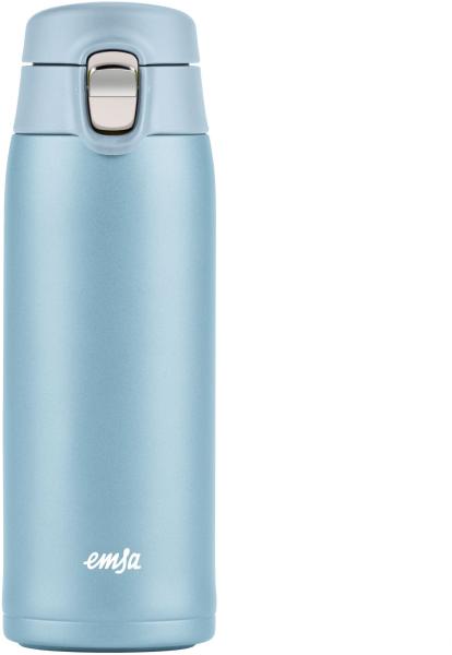 Emsa Thermobecher Travel Mug Light, Edelstahl, Kunststoff, 0,4L, leicht, Edelstahl, Klappverschluss, 100% dicht, 8h heiß/16h kalt
