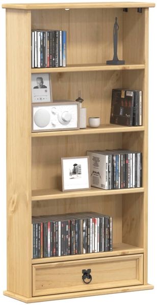 CD-Schrank Bücherregal Corona 52x17,5x103 cm Massivholz Kiefer