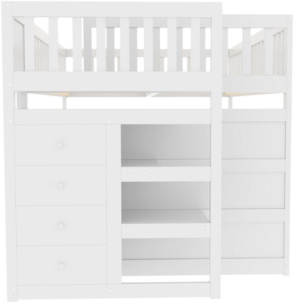 Merax Etagenbett Kinderbett Hochbett 140x200cm mit oberem Lattenrost und 4 Schubladen, Weiß Bild 6