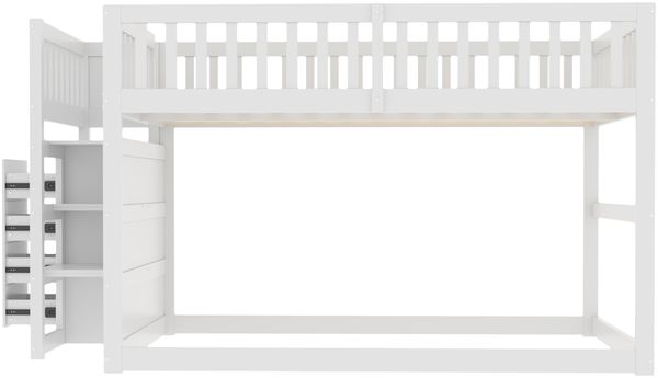 Merax Etagenbett Kinderbett Hochbett 140x200cm mit oberem Lattenrost und 4 Schubladen, Weiß Bild 5