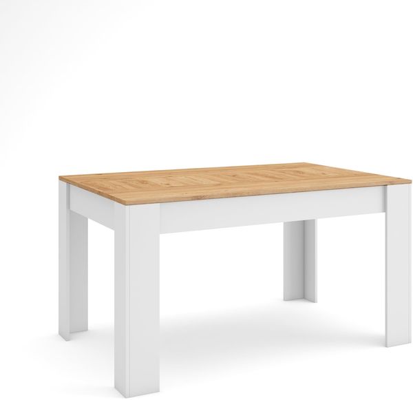 Skraut Home | Esszimmertisch | Küchentisch, Esstisch | 140 x 90 x 76 cm | Für 6 Gäste | Stubentisch | Moderner Stil | Eiche und weiß