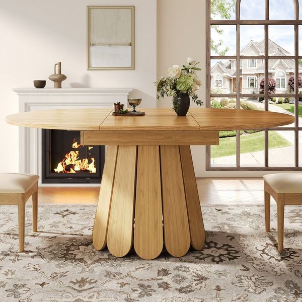 i@home Esstisch Esstisch ausziehbar, ovaler Esszimmertisch mit Blütenblatt-Beinen (118–158 cm, ausziehbar zu oval), ideal für Küche, Wohnzimmer & Balkon
