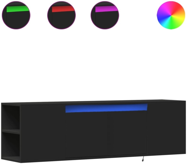 vidaXL TV-Wandschrank mit LED-Beleuchtung Schwarz 135x31x39,5 cm 852384
