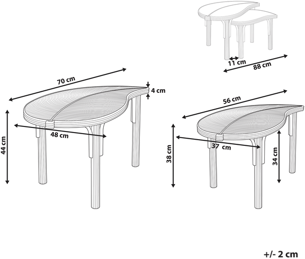Couchtisch 2er Set PARALIA Rattan Naturfarben Bild 2