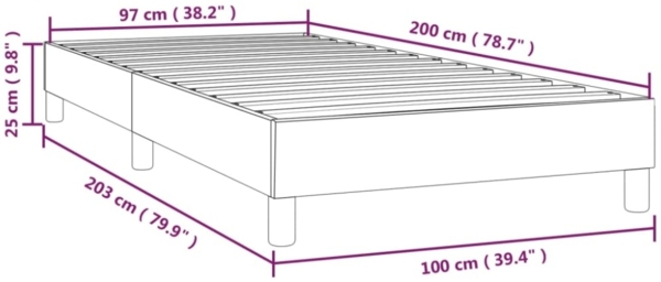 vidaXL Polsterbett, Stoff, 25,0 cm, Taupe, 100x200 cm, mit Lattenrost, Schwarz Bild 8