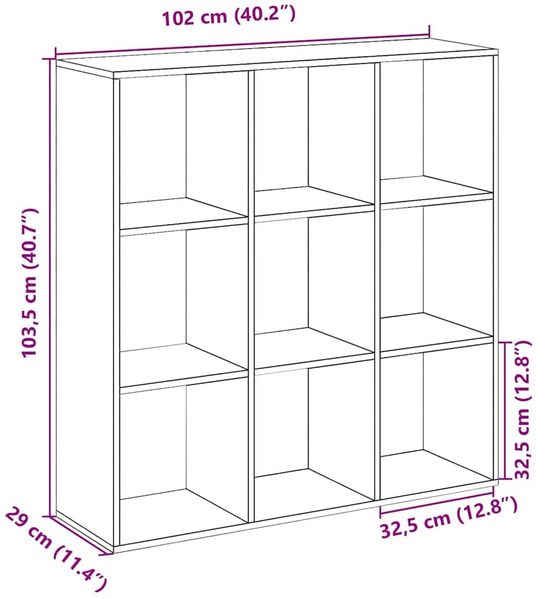 vidaXL Raumteiler-Bücherregal Artisan-Eiche 102x29x103,5 cm 858047 Bild 12