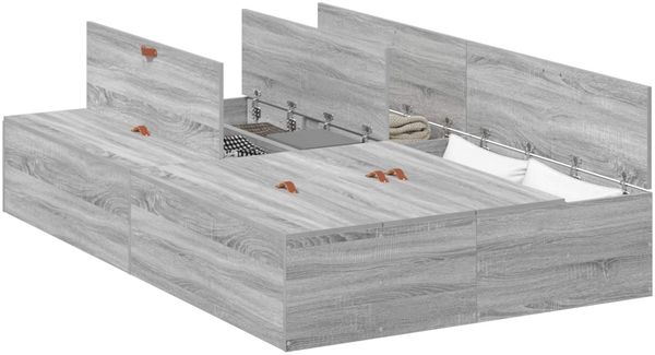 vidaXL Aufbewahrungsbettgestell Graues Sonoma 120 x 190 cm 3335426 Bild 2