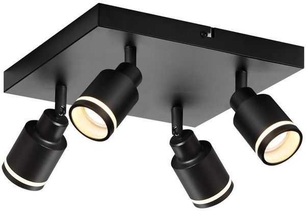 ZMH Deckenstrahler Modern Schwarz Deckenleuchte: 4 Flammig Schwenkbar Küchenlampe Eckig Deckenspots Metall Flurlampe GU10 Deckenlampe Strahler für Büro Schlafzimmer Esszimmer, Ohne Leuchtmittel