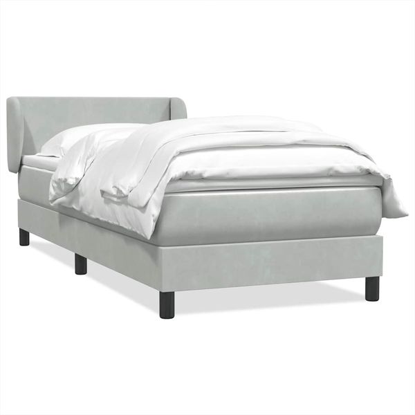vidaXL Boxspringbett mit Matratze Hellgrau 80x210 cm Samt 3317337