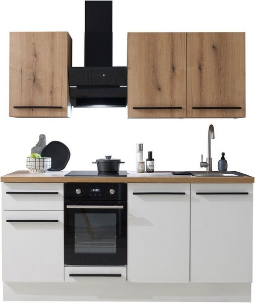 BASIC by Balculina Pantryküche Torcello BxHxT 180x210x60 cm, Breite 180cm, wahlweise mit E-Geräten, Softclose-Funktion