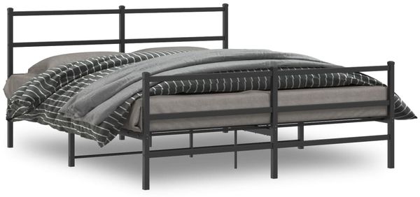 vidaXL Bettgestell mit Kopf- und Fußteil Metall Schwarz 160x200 cm 355386