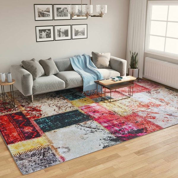 vidaXL Teppich Waschbar Mehrfarbig 400x300 cm 136635
