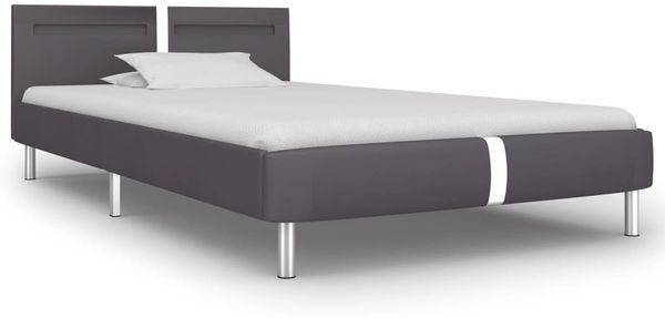 Einzelbettgestell Design für Erwachsene mit LED Grau Kunstleder 90x200 cm d3469e
