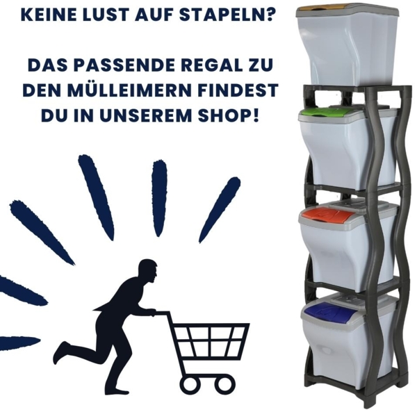 GarPet Mülltrennsystem Mülltrennsystem Küche 4 Fach Stapelbar 60er Schrank 4x20 L Müll Eimer Bild 6