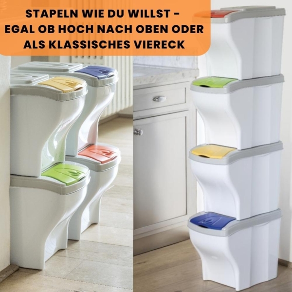 GarPet Mülltrennsystem Mülltrennsystem Küche 4 Fach Stapelbar 60er Schrank 4x20 L Müll Eimer Bild 5
