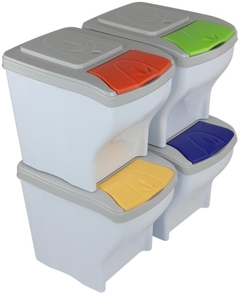 GarPet Mülltrennsystem Mülltrennsystem Küche 4 Fach Stapelbar 60er Schrank 4x20 L Müll Eimer