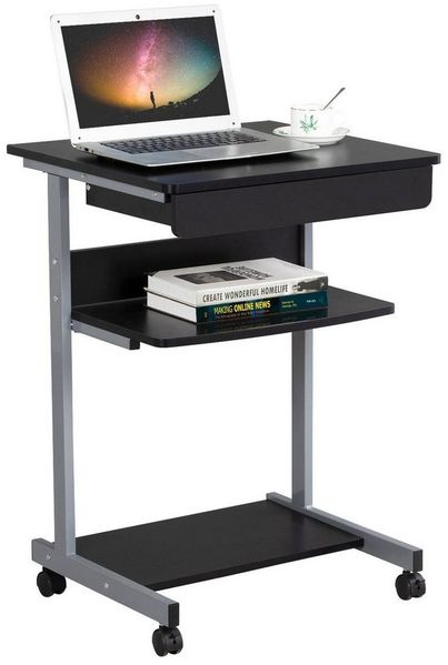 Yaheetech Computertisch Schreibtisch PC Tisch Schublade mit 4 Rollen ca. 56 x 51 x 79 cm schwarz