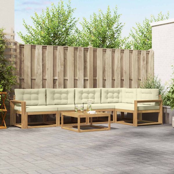 vidaXL Outdoor-Sofagarnitur 6 pcs Weiß und Creme 79 x 79 x 37 cm 3386484