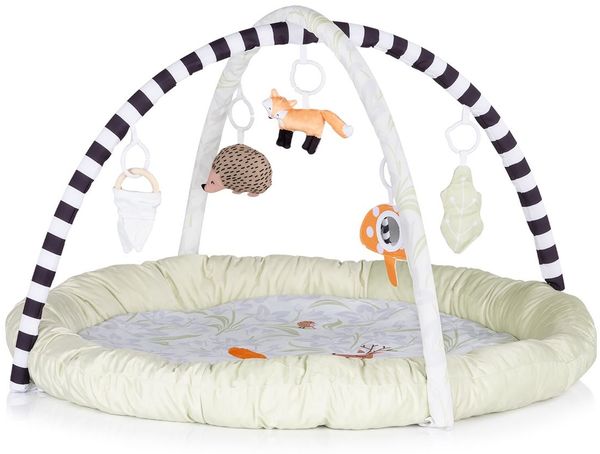 Chipolino Spielbogen, Krabbeldecke Wald, 5 abnehmbare Hängespielzeuge, ab Geburt beige