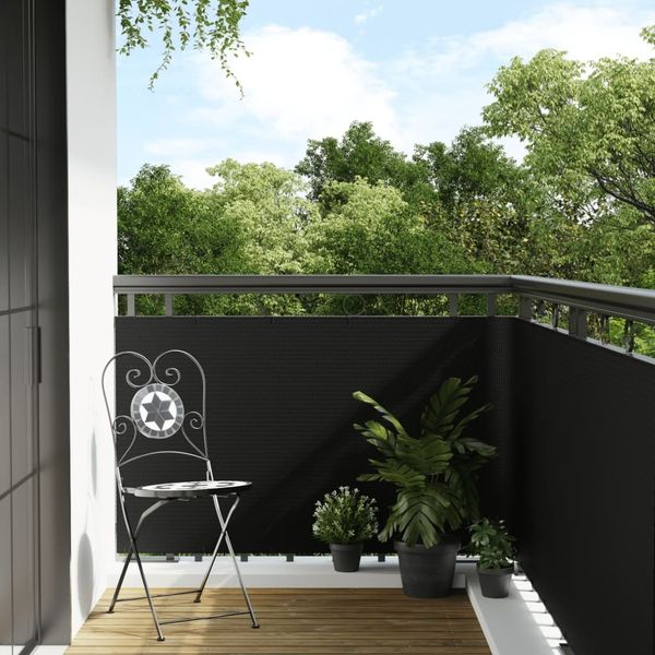 vidaXL Balkon-Sichtschutz Schwarz 1000x80 cm Poly Rattan 156307