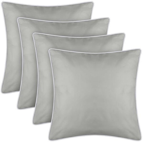Outdoor Kissen mit Paspel ( 45 x 45 cm ) Dekokissen Garten - Reißverschluss - Schmutz- und Wasserabweisend - abnehmbarer Kissenbezug Beige 4er-Pack