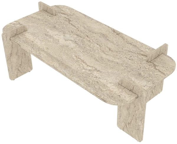 Modern Coffee Table, Travertine Color, 120 x 60 x 35 cm | 100% Melamine Coated Chipboard, Disassembled | Stylish Marble Design for Contemporary Living Spaces