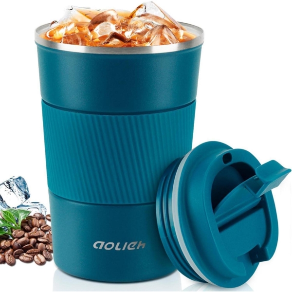 Aolieh Thermobecher Kaffeebecher Edelstahl Travel Mug 380ml Blau