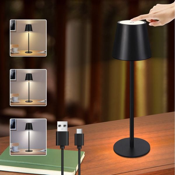 Nettlife LED Tischleuchte Kabellos Nachttischlampe Touch Dimmbar IP54 LED Tischlampe, Touch,Dimmbar, LED fest integriert, Schreibtisch Nachttisch Schlafzimmer