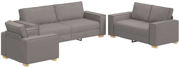 vidaXL Sofa 3 pcs Taupe Leinenmischgewebe 3324615
