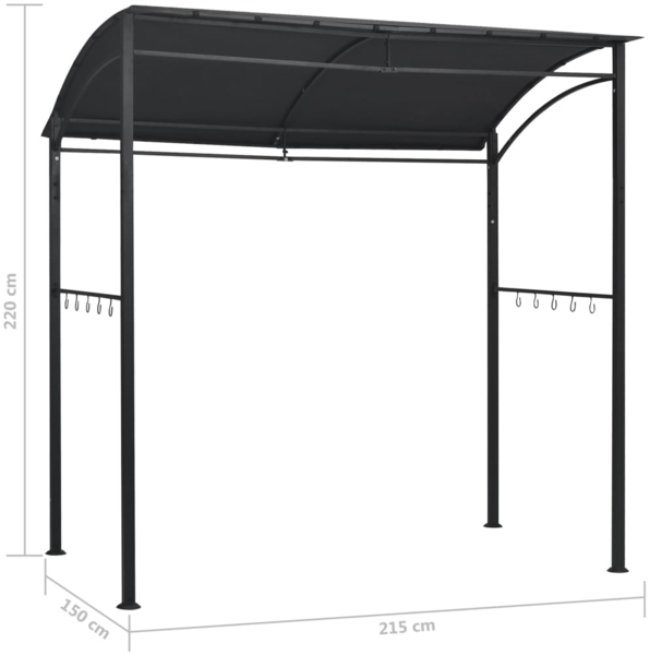 vidaXL BBQ-Pavillon, Stahl/Polyester Anthrazit, 215 x 150 x 220 cm Bild 7