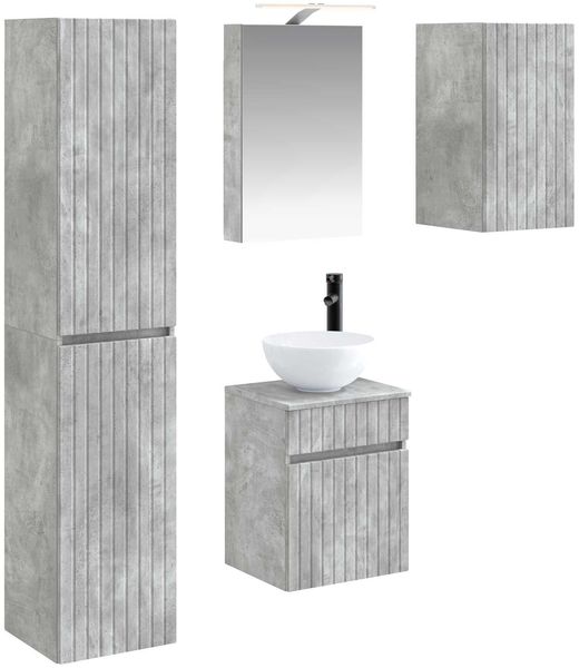 vidaXL Badezimmerschrank-Set 5 pcs Betongrau 40 x 10,5 x 60,5 cm 3407338