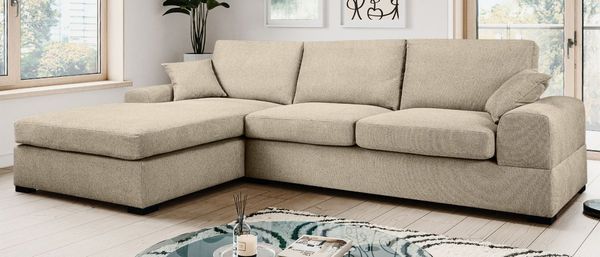 Sofa Novana in beige L-Form 308 x 186 cm