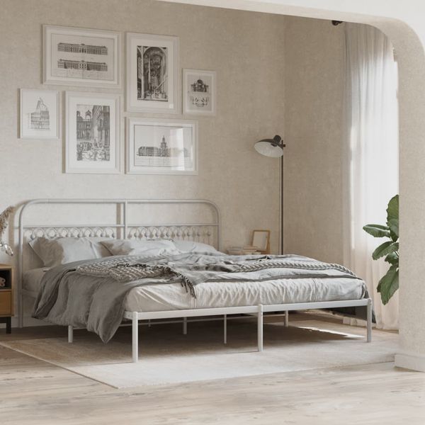 vidaXL Bettgestell mit Kopfteil Metall Weiß 183x203 cm 376653