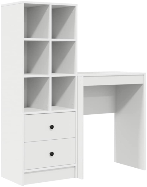 vidaXL Schreibtisch mit Stauraum mit Regal 2 pcs Weiß Holzwerkstoff 3337297 Bild 1