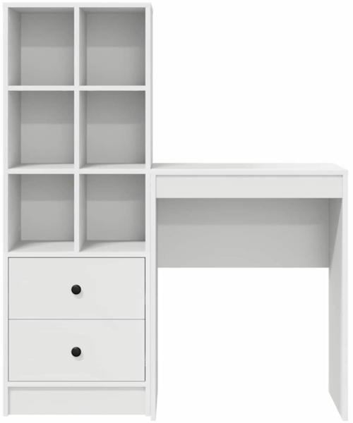 vidaXL Schreibtisch mit Stauraum mit Regal 2 pcs Weiß Holzwerkstoff 3337297 Bild 7