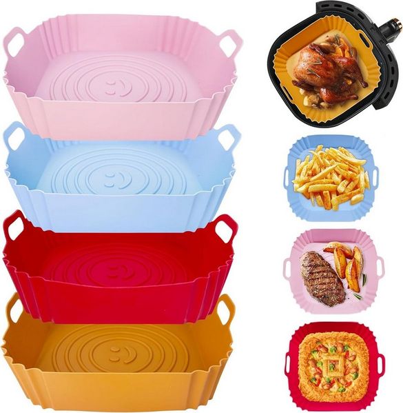 FELIXLEO Silikonform Silikonformen für Heißluftfritteuse Wiederverwendbare Korb & Backform, (4-tlg)