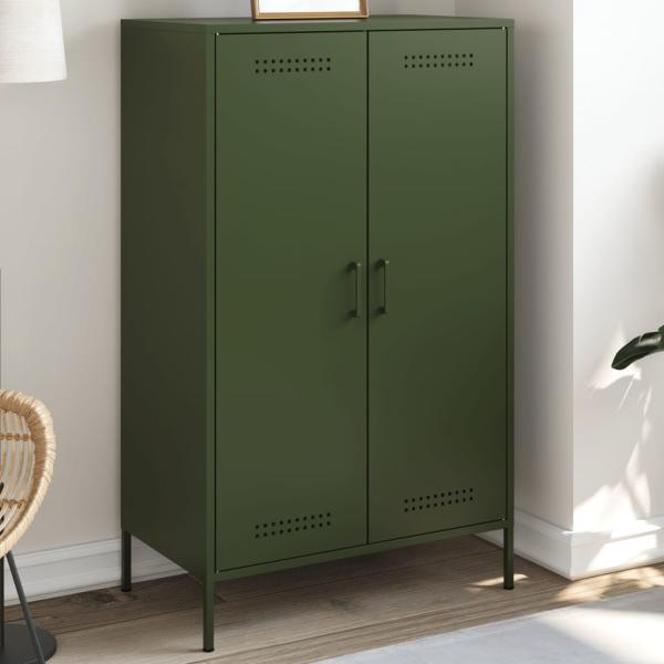 vidaXL Highboard Olivgrün 68x39x113 cm Stahl 842968