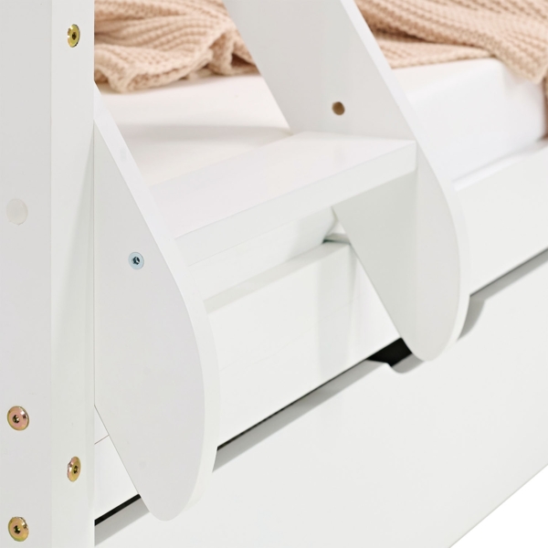 Kinderbett mit 2 Matratzen Etagenbett 90x200 und 140x200 Weiß Holz Doppelstockbett Jugendbett Hochbett Stockbett Bettkasten Bild 8