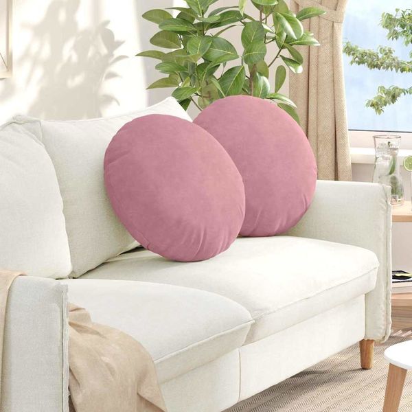 vidaXL Sitzkissen 2 pcs Rosa Ø50 x 19 cm Samt 42014178