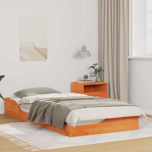 vidaXL Bettrahmen Wachsbraun 90 x 200 cm Massives Kiefernholz 873390
