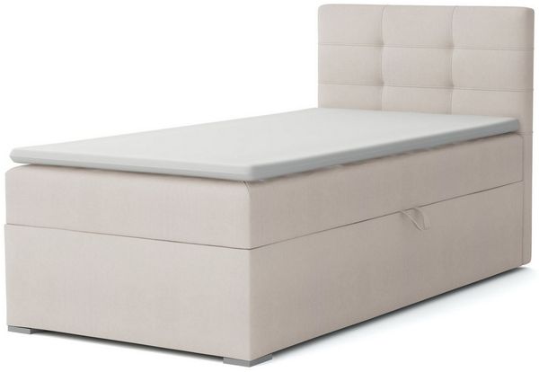 Deine Möbel 24 Boxspringbett FLO Boxbett Einzelbett Polsterbett Jugendbett (Beige Hellgrau Grau Anthrazit Schwarz, 2-St, Bonellfederkernmatratze H3 Taschenfederkernmatratze H4), 90x200 100x200 Veloursstoff