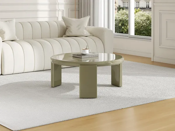 Vente-unique - ZYRENIA Couchtisch Holz, Platte Grün - B 80 cm x H 35 cm x L 80 cm