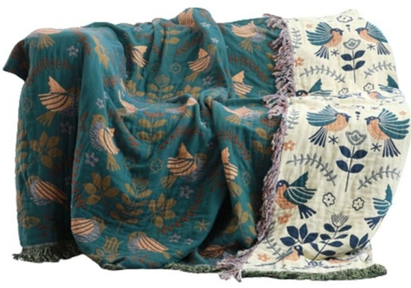 FELIXLEO Baumwollbettdecke Baumwollbettdecke Decke Baumwolle Muster mit Fransen 200cmx230cm Bild 4