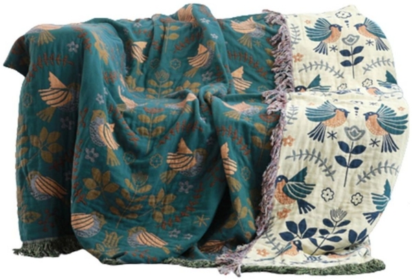 FELIXLEO Baumwollbettdecke Baumwollbettdecke Decke Baumwolle Muster mit Fransen 200cmx230cm Bild 5